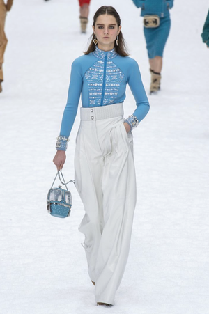 *COLLECTOR'S PIECE* Chanel FW19 Runway Blue Plexiglass Gondola Ski Lift Bag With Silver Hardware and Crystal Details
