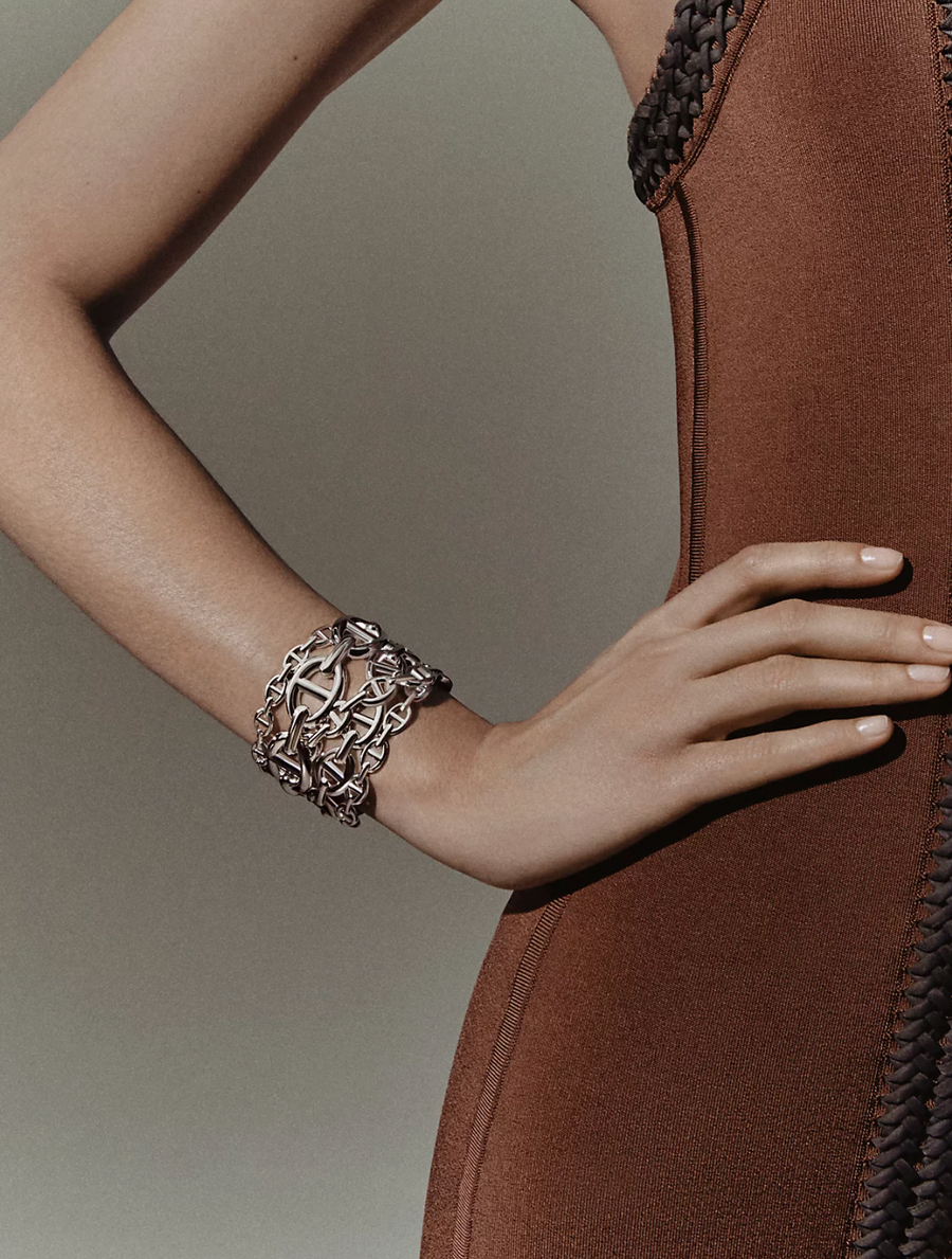 Hermès Chaine D'ancre Enchaînée Cuff Bracelet in Silver Size Small RRP £2,950
