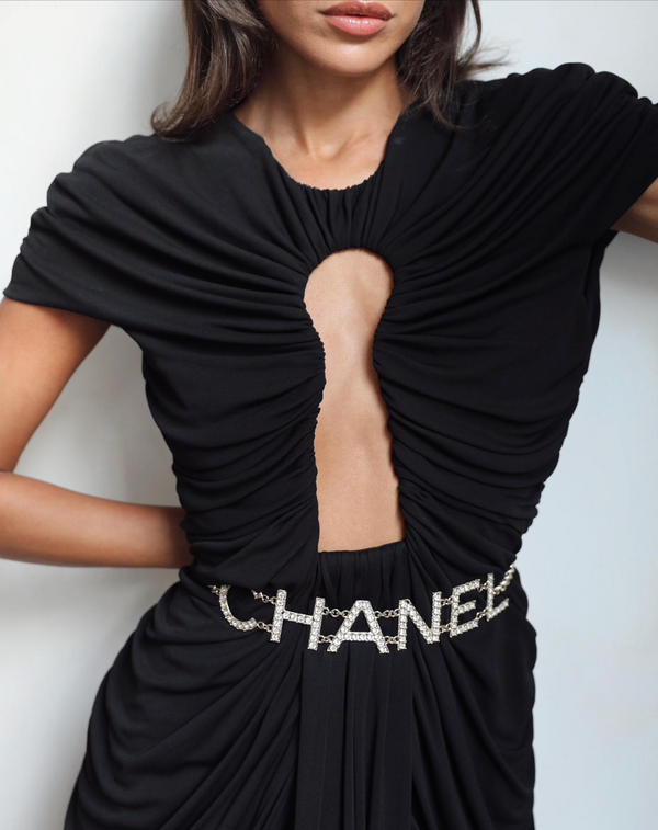Chanel Chain Graphic Logo with Crystals Details Belt