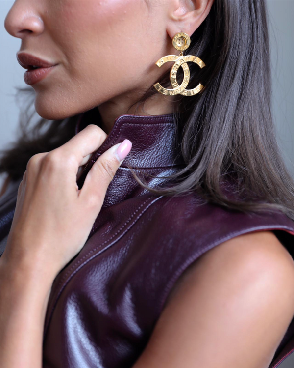 Chanel Earrings 20A Extra Large CC Gold Hardware