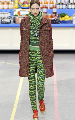 *HOT* Chanel 14K Green Cropped Jacquard Jumper with CC Detail Size FR 36 (UK 8) RRP £1960