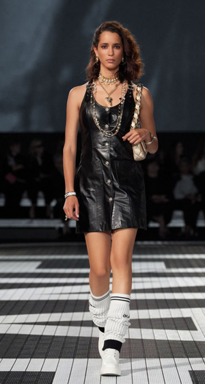 Chanel 24C Black Leather Button Down Dress with Pocket and Embellished Buckle Detail Size FR 36 (UK 8)