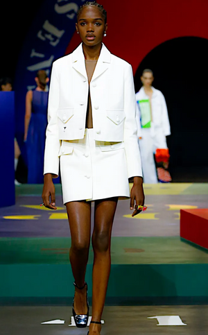 Christian Dior SS/22 White Cropped Button Down Leather Jacket with Bee Logo Detail Size FR 34 (UK 6)