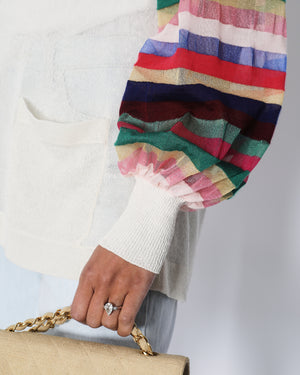 Chanel Cream and Multicolour Long-Sleeve Mini Tunic Top Size FR  38 (UK 10)
