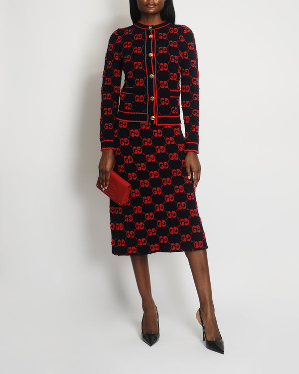 Gucci Navy, Red Button Down Jacket with Matching Skirt Set IT 40/42 (UK 8/10)