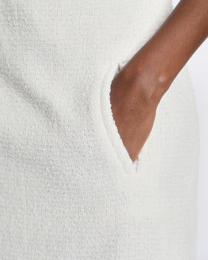 Chanel Cream Tweed Mini Skirt with CC Logo Detailing Size FR 36 (UK 8)