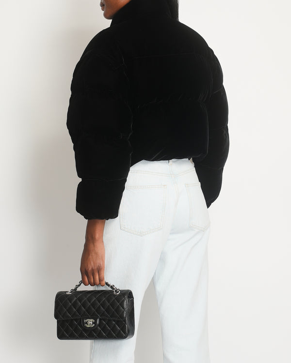 Prada Black Cropped Convertible Velvet Puffer Jacket Size IT 36 (UK 4) RRP £2,000