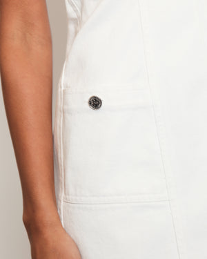 Chanel White Denim Dress with Silver Button Detail Size FR 36 (UK 8)