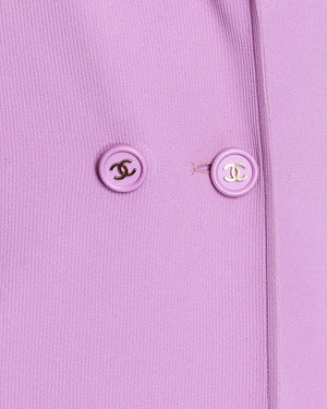 Chanel Vintage 97P Lilac Longline Blazer with CC Button Detail Size FR 38 (UK 10)