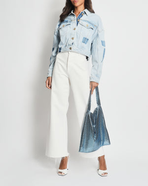 Versace Denim Jacket with Gold Button and Logo Detail IT 42 (UK 10)