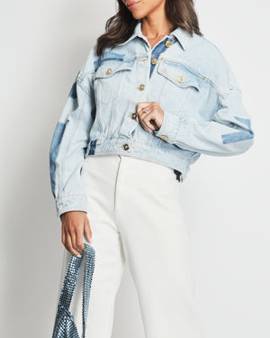 Versace Denim Jacket with Gold Button and Logo Detail IT 42 (UK 10)