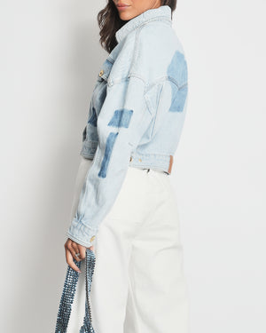 Versace Denim Jacket with Gold Button and Logo Detail IT 42 (UK 10)