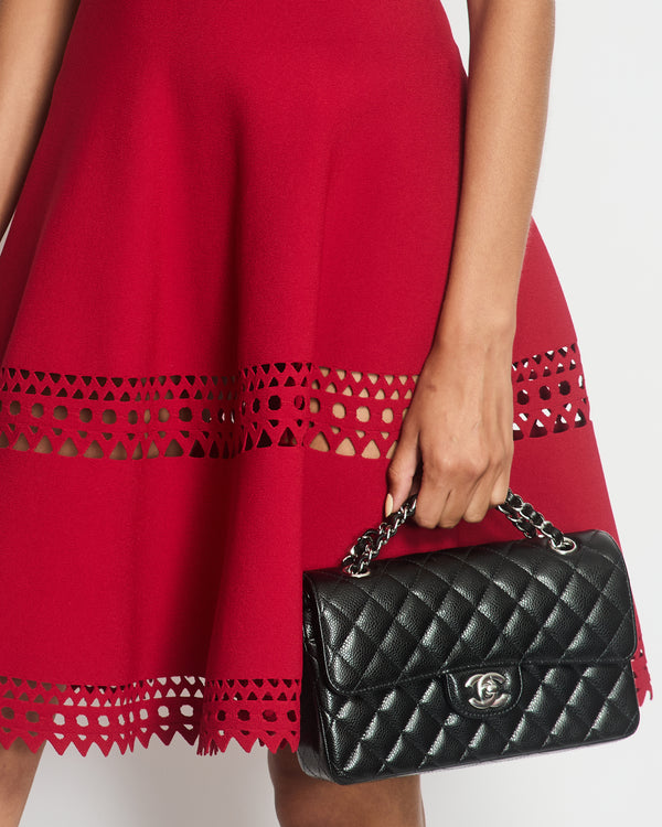 Chanel Black Small Classic Double Flap Bag in Caviar Leather with Silver Hardware RRP £8,180