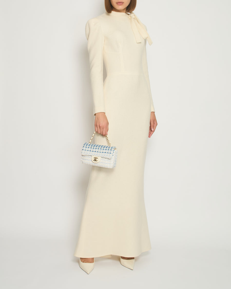 Ermanno Scervino Cream Maxi Dress with Bow Neck Detail IT 42 (UK  