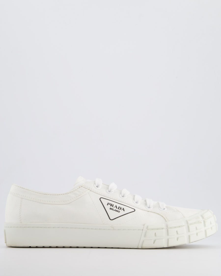 Prada White Double Wheel Sneakers with Logo Detail Size EU 46