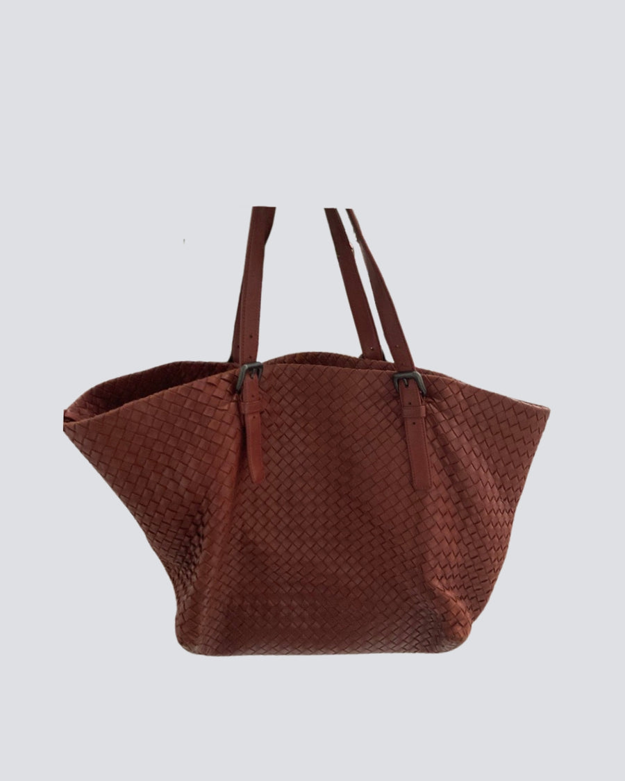 Burt Red Botegga Venetta With Leather And Metal Hardware