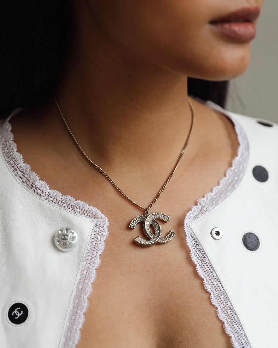 Chanel 12/A Champagne Gold Diamante CC Reversible Necklace