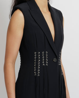 Alexander Mcqueen Black Sleeveless Blazer-Style Jacket with Laced Front Details Size IT 42 (UK 10) RRP £2,690