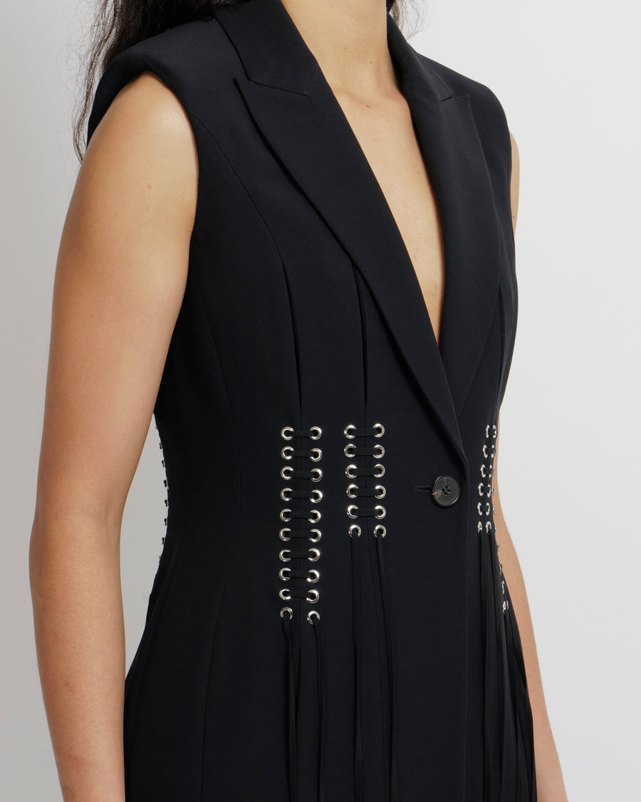 Alexander Mcqueen Black Sleeveless Blazer-Style Jacket with Laced Front Details Size IT 42 (UK 10) RRP £2,690