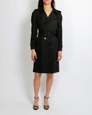Saint Laurent Black Belted Trench Coat with Buckle Details Size FR 42 (UK 14)