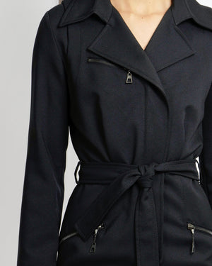 Louis Vuitton Black Trench Coat Dress with Belt and LV logo Zip Details Size FR 36 (UK 8)