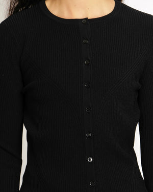 Alexander McQueen Black Ribbed Long-Sleeved Cardigan Size M (UK 10)