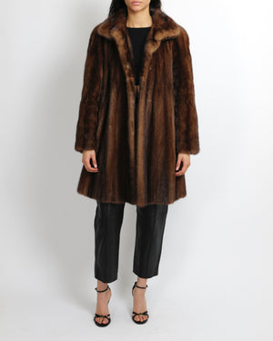 Alexandre Brown Fur Coat Size UK 8/10