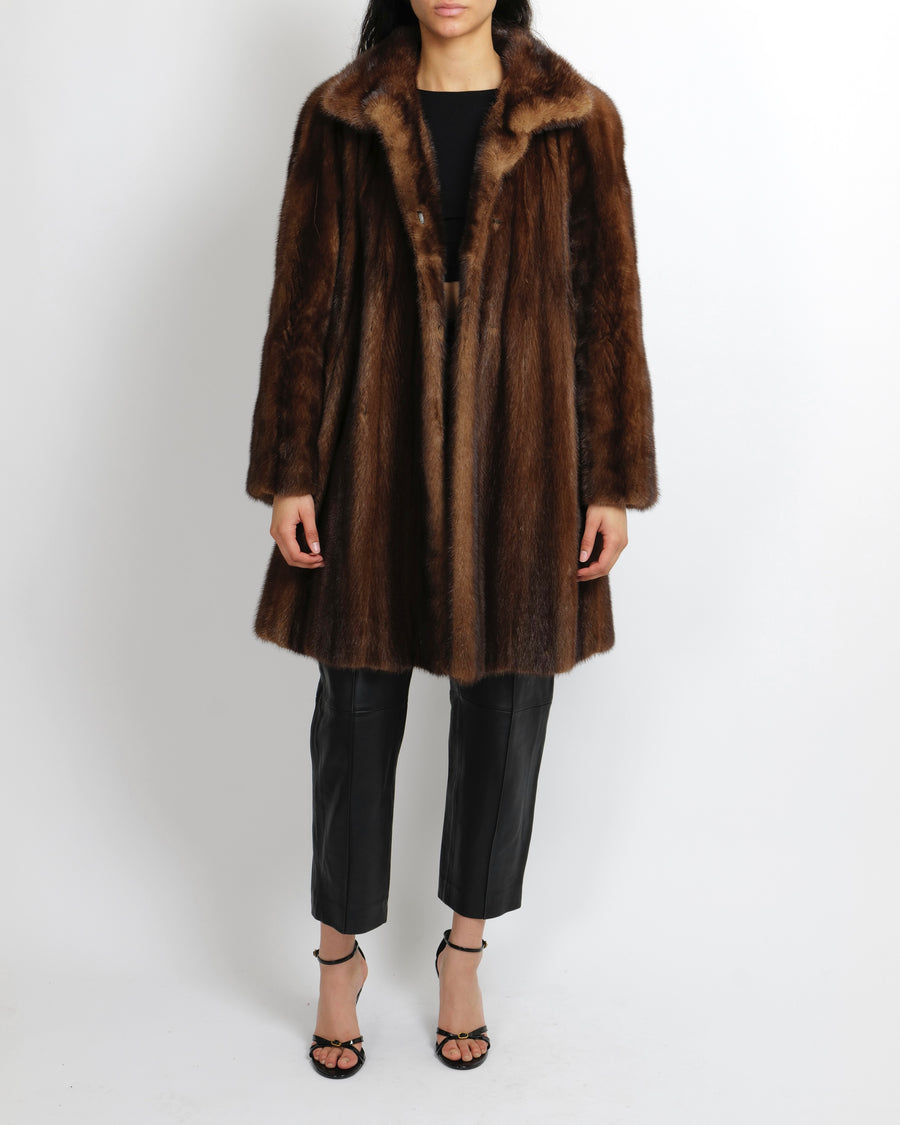 Alexandre Brown Fur Coat Size UK 8/10