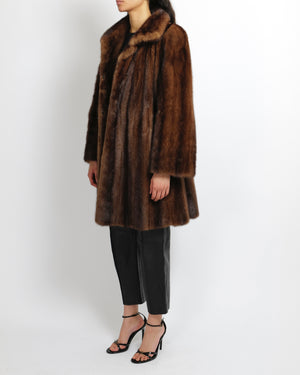 Alexandre Brown Fur Coat Size UK 8/10