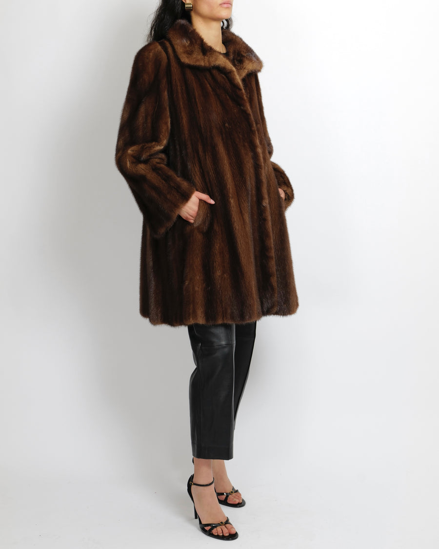 Alexandre Brown Fur Coat Size UK 8/10