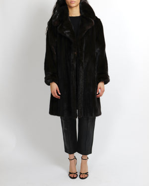 Custom Dark Brown Fur Coat Size UK 8/10