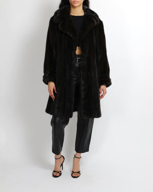 Custom Dark Brown Fur Coat Size UK 8/10