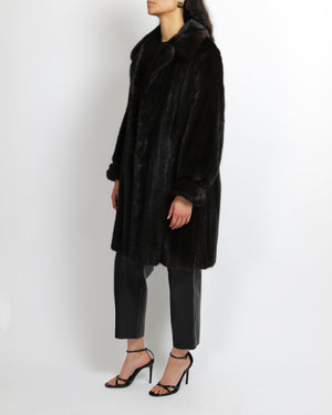 Custom Dark Brown Fur Coat Size UK 8/10