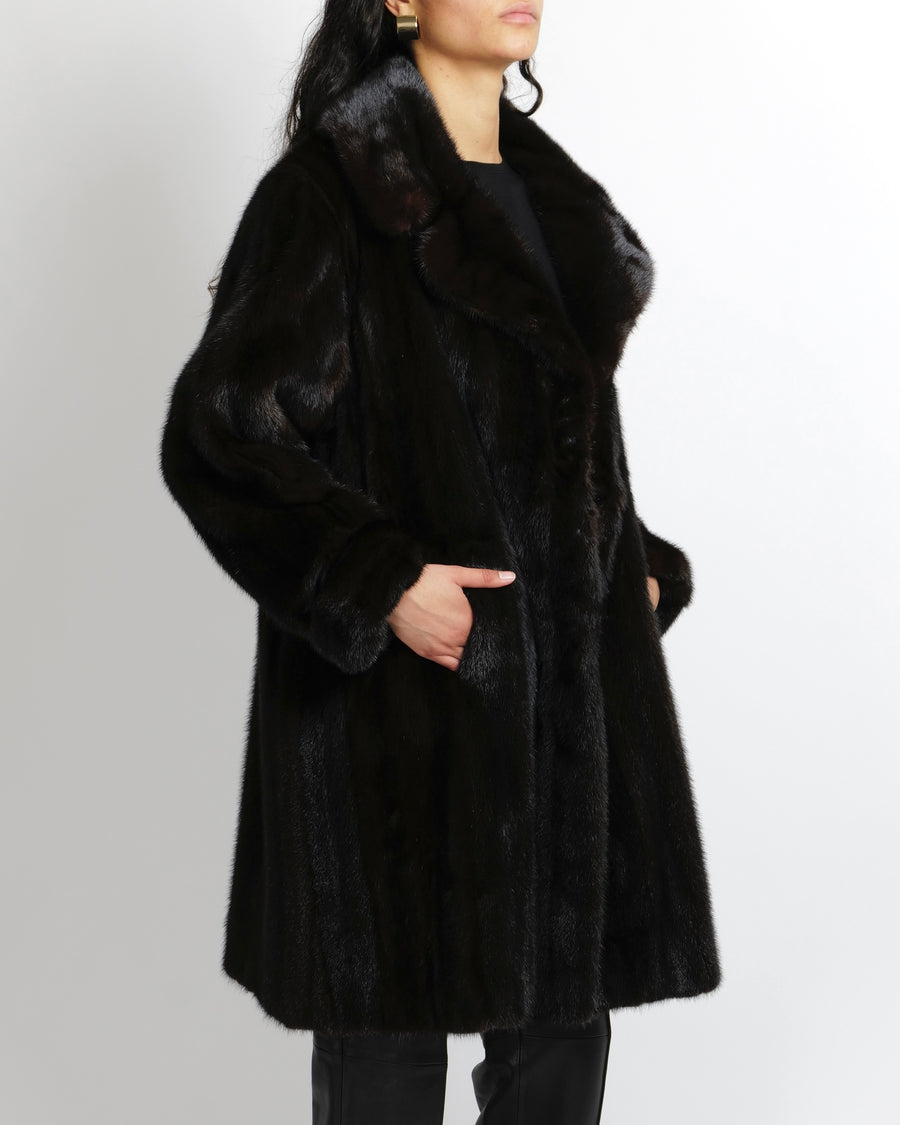 Custom Dark Brown Fur Coat Size UK 8/10