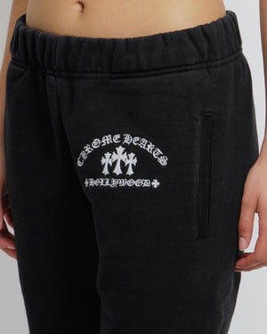 Chrome Hearts Black Hollywood Sweatpants with White Logo Embroidery and Drawstring Detail Size S (UK 8)