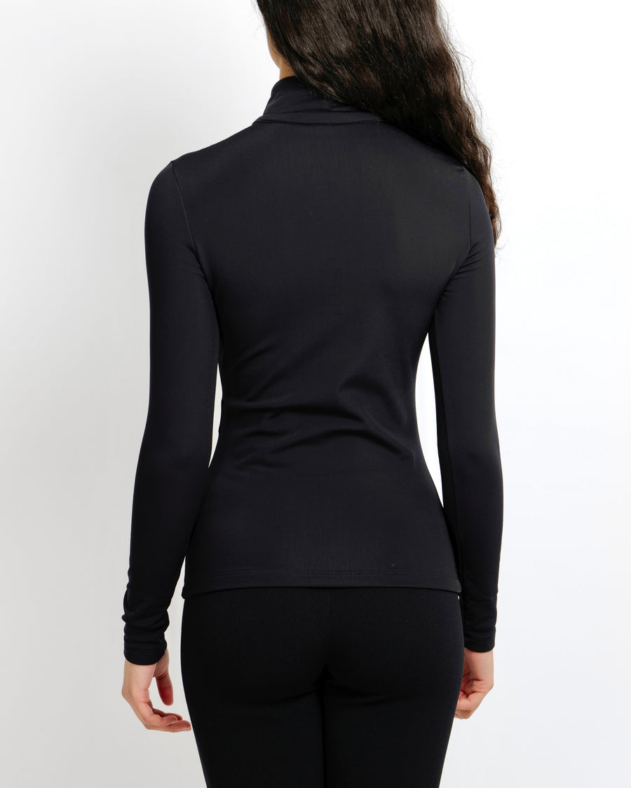 Fendi Black Technical High-Neck Top with White Logo Zipper Detail Size IT 38 (UK 6)