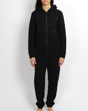 Louis Vuitton Staples Edition Black Hooded Jumper and Sweatpants Tracksuit Set with Gold Pin Detail Size XS (UK 6)