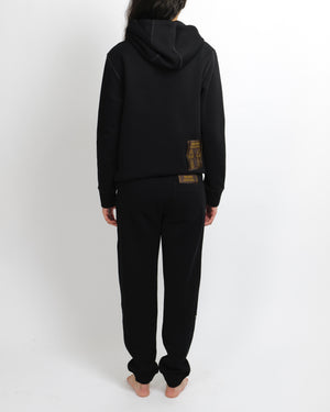 Louis Vuitton Staples Edition Black Hooded Jumper and Sweatpants Tracksuit Set with Gold Pin Detail Size XS (UK 6)
