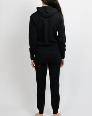 Louis Vuitton Black Cashmere Hooded Jumper and Sweatpants Tracksuit Set with Brown Monogram Details Size XS/S (UK 6/8)