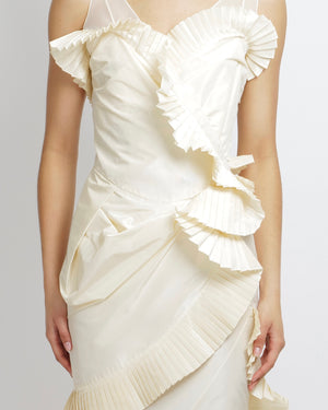 *VERY RARE* Christian Dior by John Galliano Fall 2006 Ivory Ruffle Runway Maxi Dress Size FR 38 (UK 10)