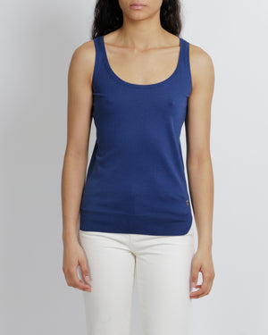 Loro Piana Silk Electric Blue Tank Top Size IT 38 (UK 6) RRP - £405