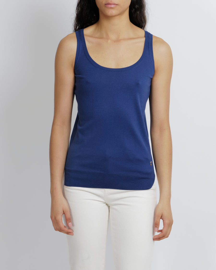Loro Piana Silk Electric Blue Tank Top Size IT 38 (UK 6) RRP - £405