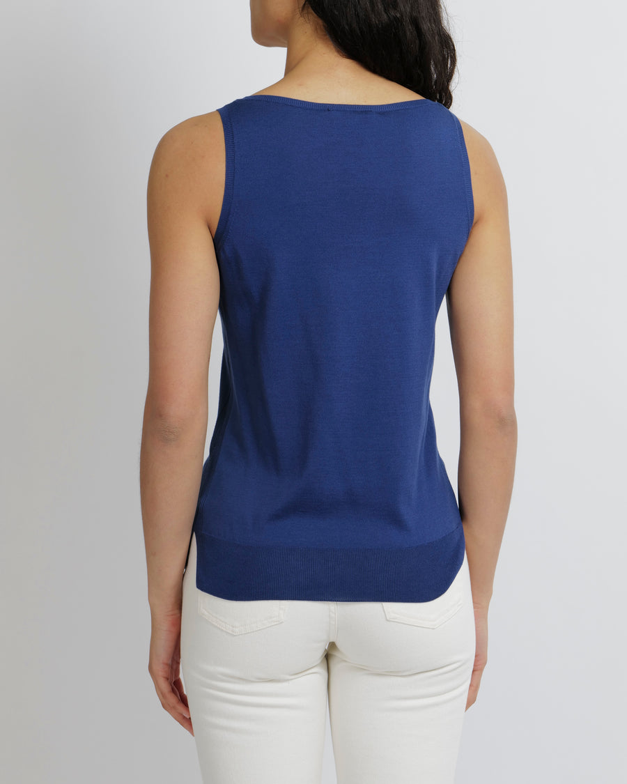 Loro Piana Silk Electric Blue Tank Top Size IT 38 (UK 6) RRP - £405