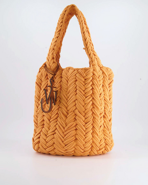 JW Anderson Pastel Orange Weaved Shoulder Bag with Leather Logo Detailing