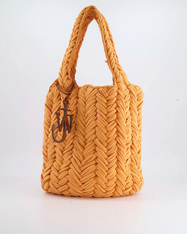 JW Anderson Pastel Orange Weaved Shoulder Bag with Leather Logo Detailing