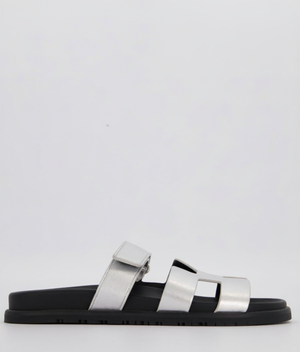 Hermès Gris Argente Goatskin Chypre Sandals Size EU 42
