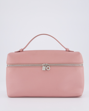 Loro Piana Pink Extra Pocket L27 Pouch Bag Grained Calfskin Leather with Silver Hardware