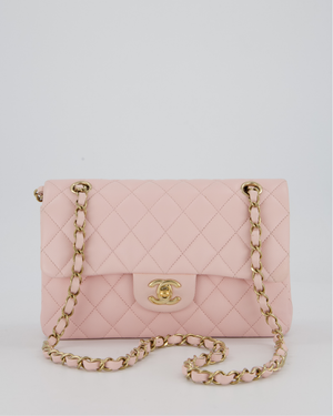*SUPER HOT* Chanel 22P Pale Pink Classic Small Double Flap Bag in Caviar Leather with Champagne Gold Hardware