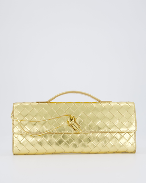Bottega Veneta Gold Andiamo Intrecciato Leather Clutch Bag RRP £2,850