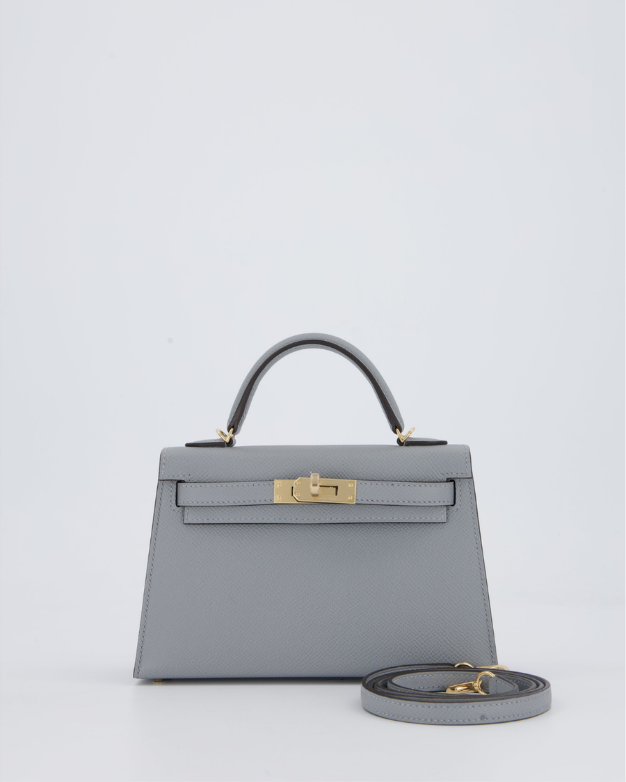 *RARE* Hermès Mini Kelly II 20 Bag in Gris Pantin Epsom Leather with Permabrass Hardware